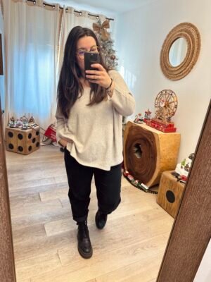 pull beige grande taille femme curvy by romy