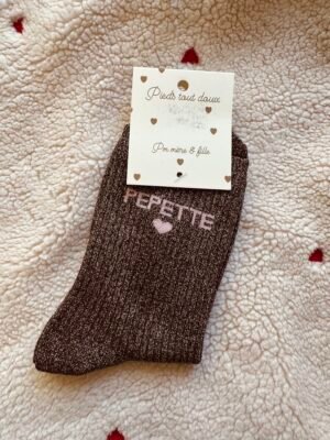 CHAUSSETTES À PAILLETTES " PEPETTE " CHOCO