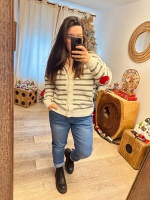 gilet rayé kaki grande taille femme curvy by romy