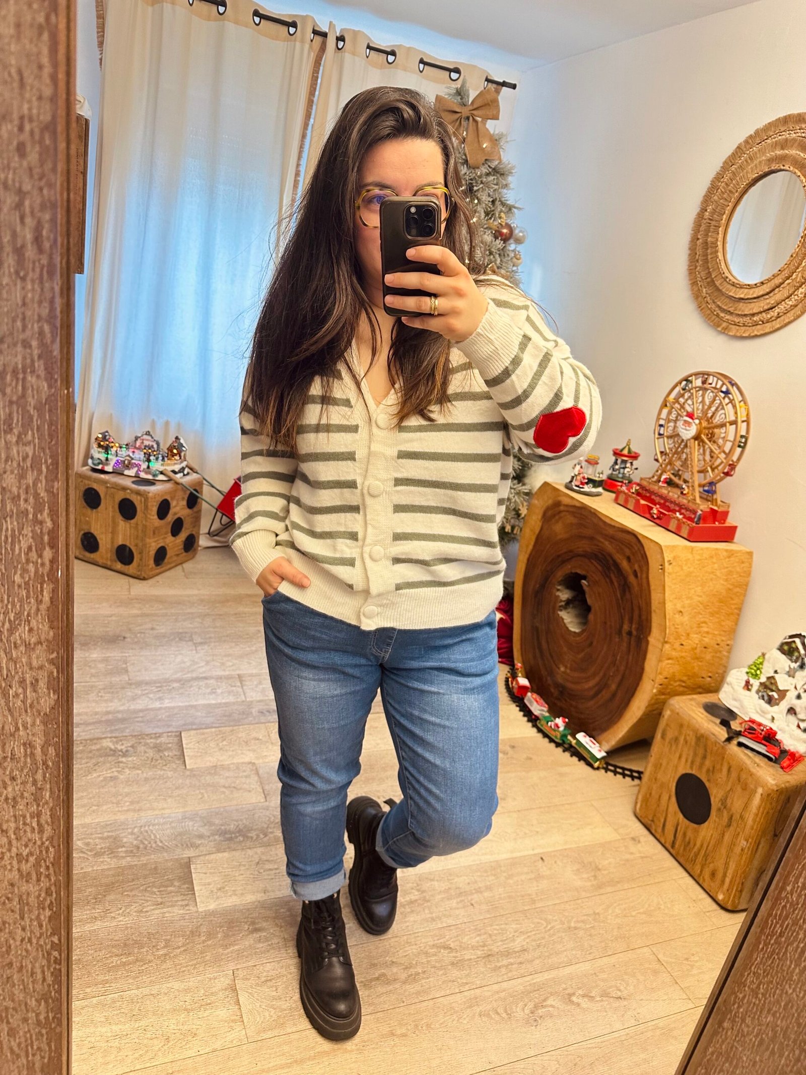 gilet rayé kaki grande taille femme curvy by romy