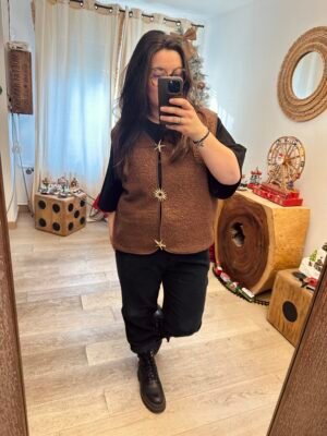 gilet broches choco grande talle femme curvy by romy