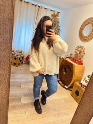 pull ecru grande tailed femme curvy by romy