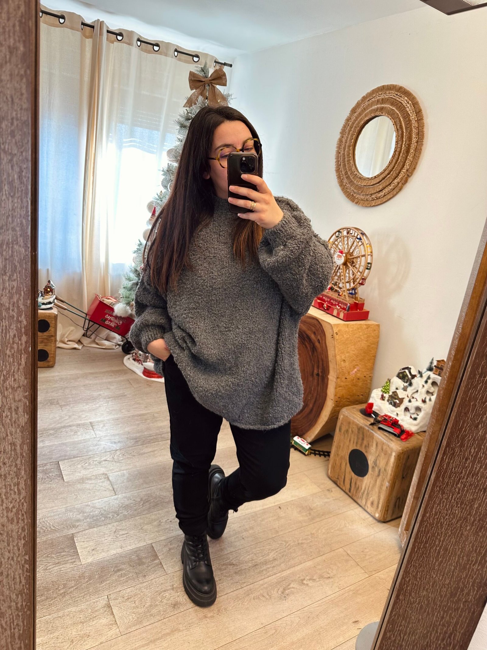 pull bouclette gris grande taille femme curvy by romy