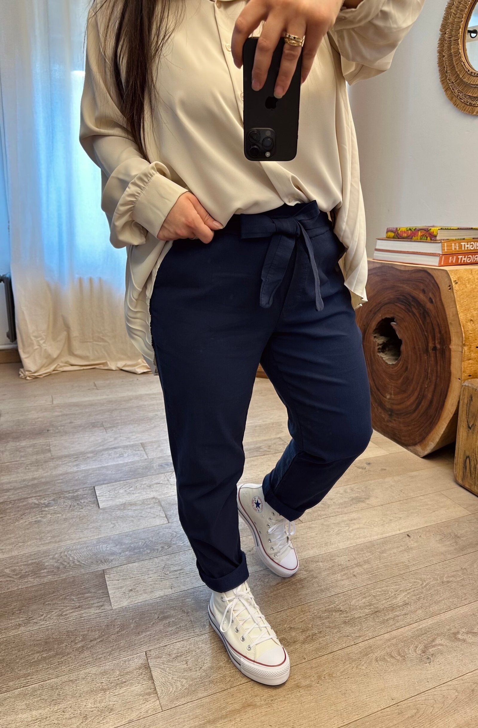 pantalon stretch grande taille femme bleu marine curvy by romy