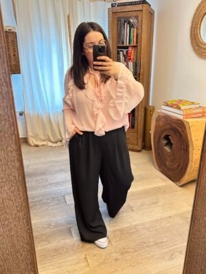 blouse en mousseline rose grande taille femme curvy by romy