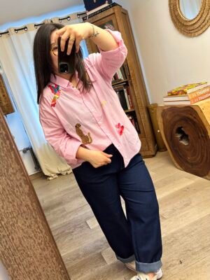 chemise rayée rose grande taille femme curvy by romy