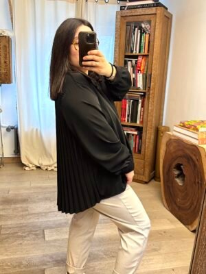 chemise plissée noir grande taille femme curvy by romy