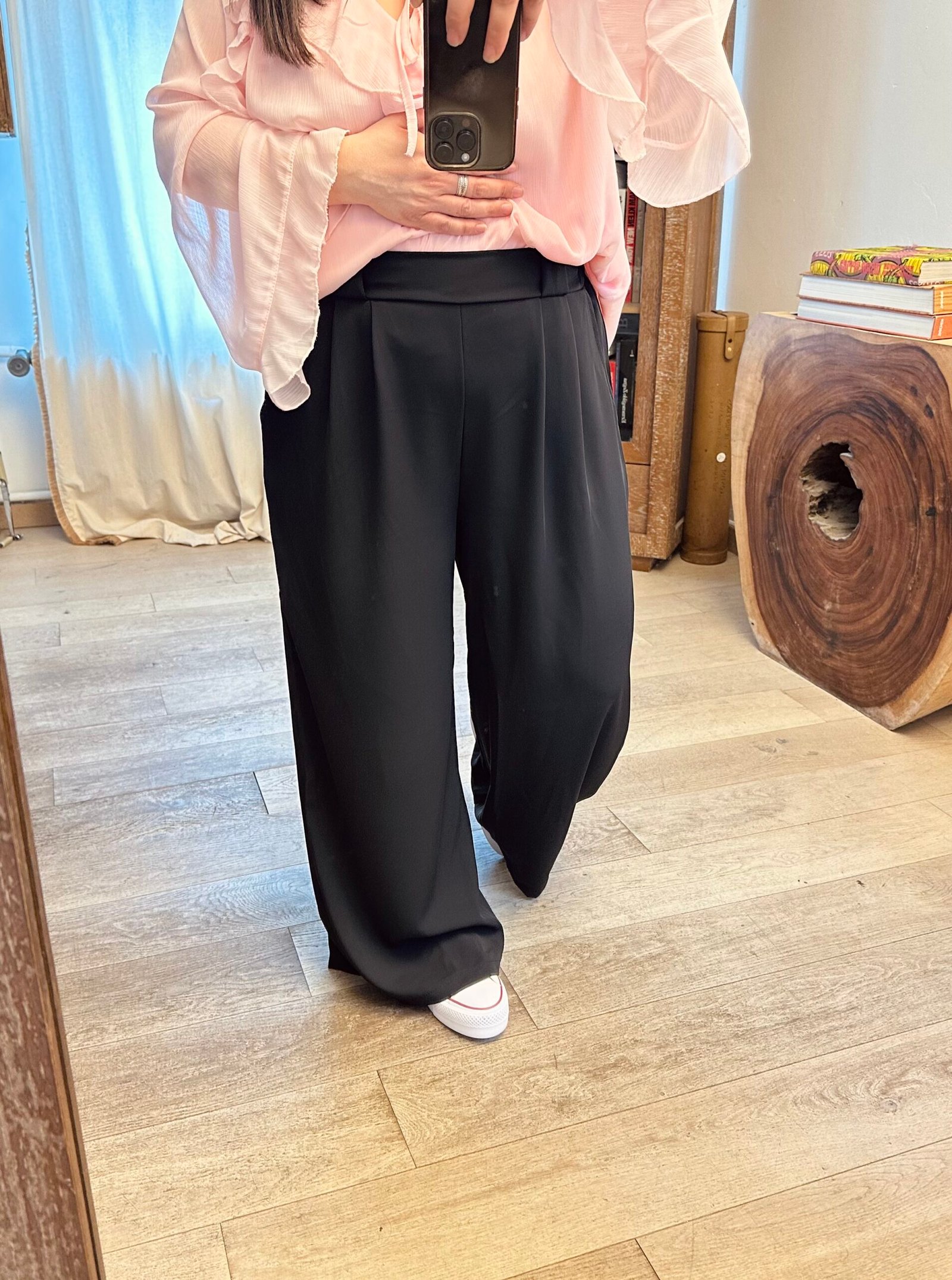 pantalon large noir grande taille femme curvy by romy