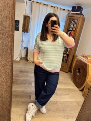 pull ma niches courtes rayé grande taille femme curvy by romy