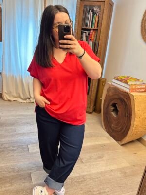 t shirt uni coloris framboise grande taille femme curvy by romy