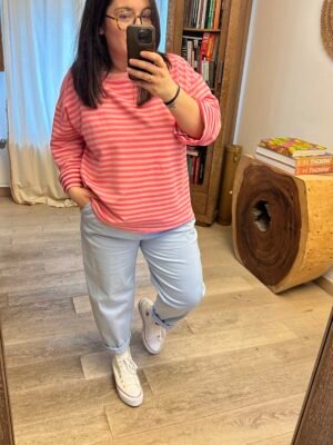 t shirt longues manches rayures rose curvy by romy