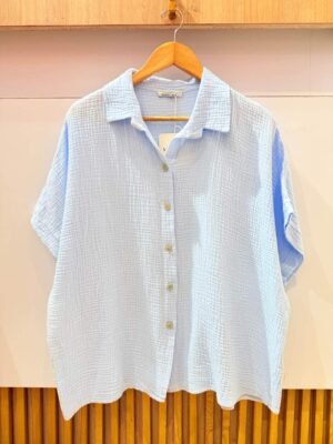 CHEMISE MANCHES COURTES GAZE DE COTON | BLEU CIEL