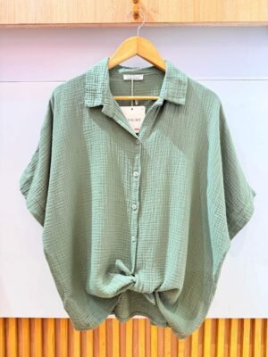 CHEMISE MANCHES COURTES GAZE DE COTON | KAKI