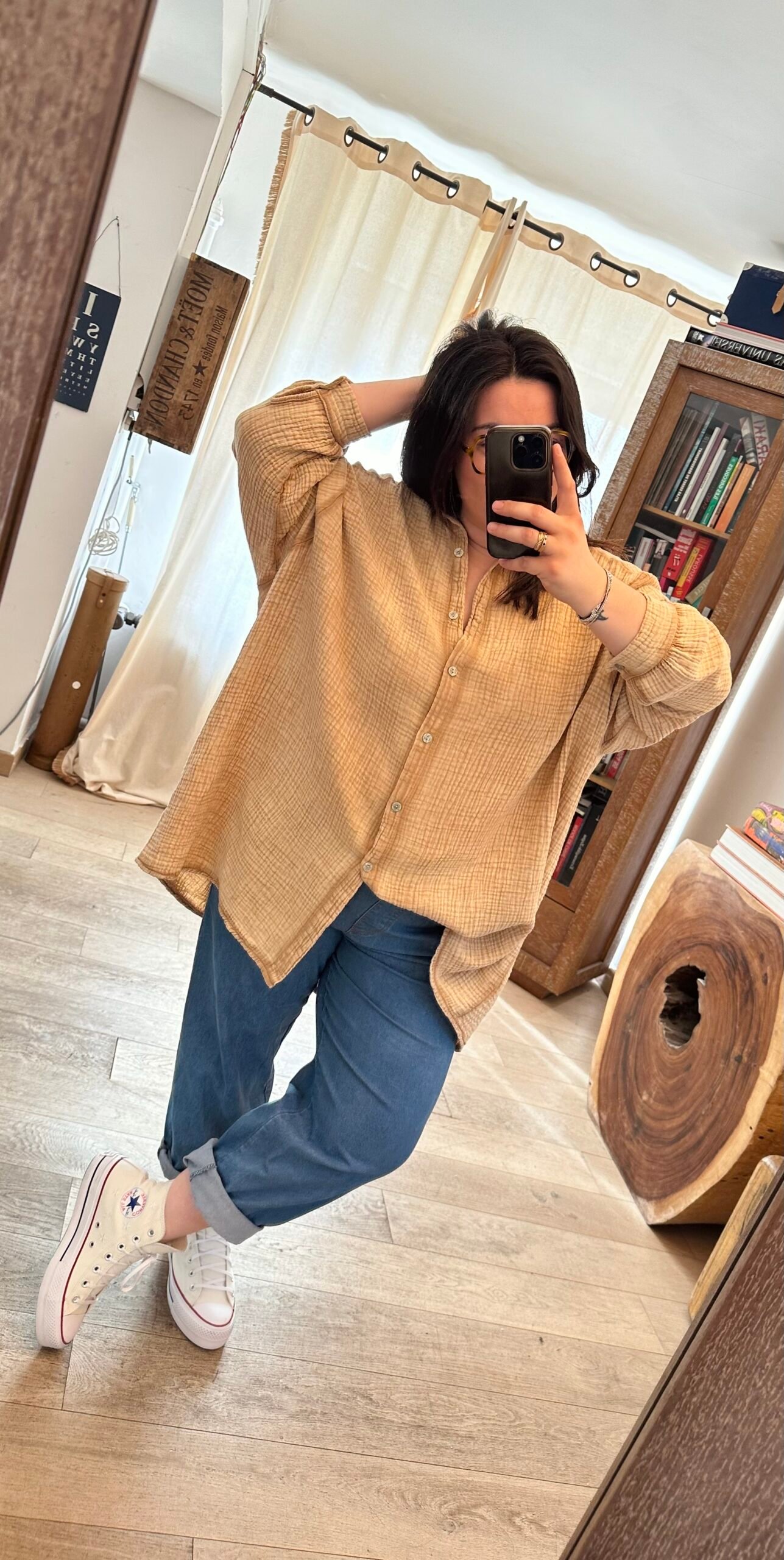 chemise gaze de coton camel curvy by romy