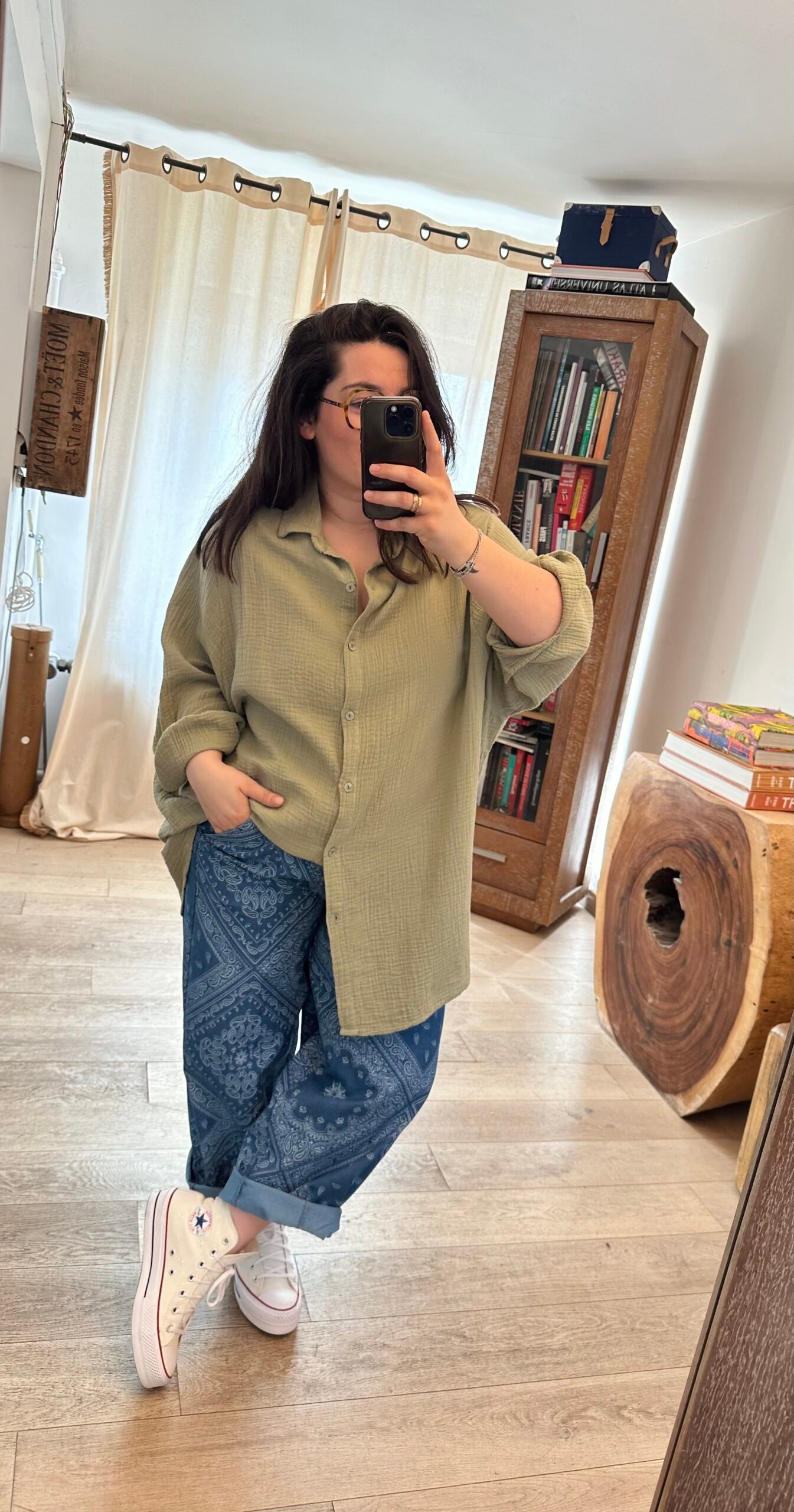 chemise gaze de coton kaki grande taille femme curvy by romy