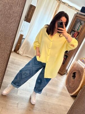 chemise gaze de coton jaune grande taille femme curvy by romy