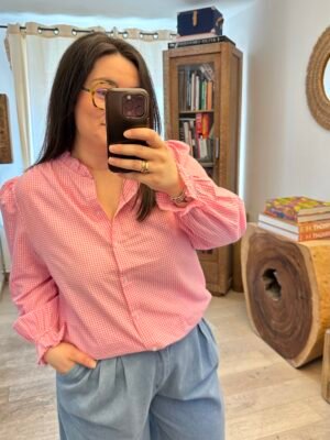 chemise vichy rose grande taille femme curvy by romy