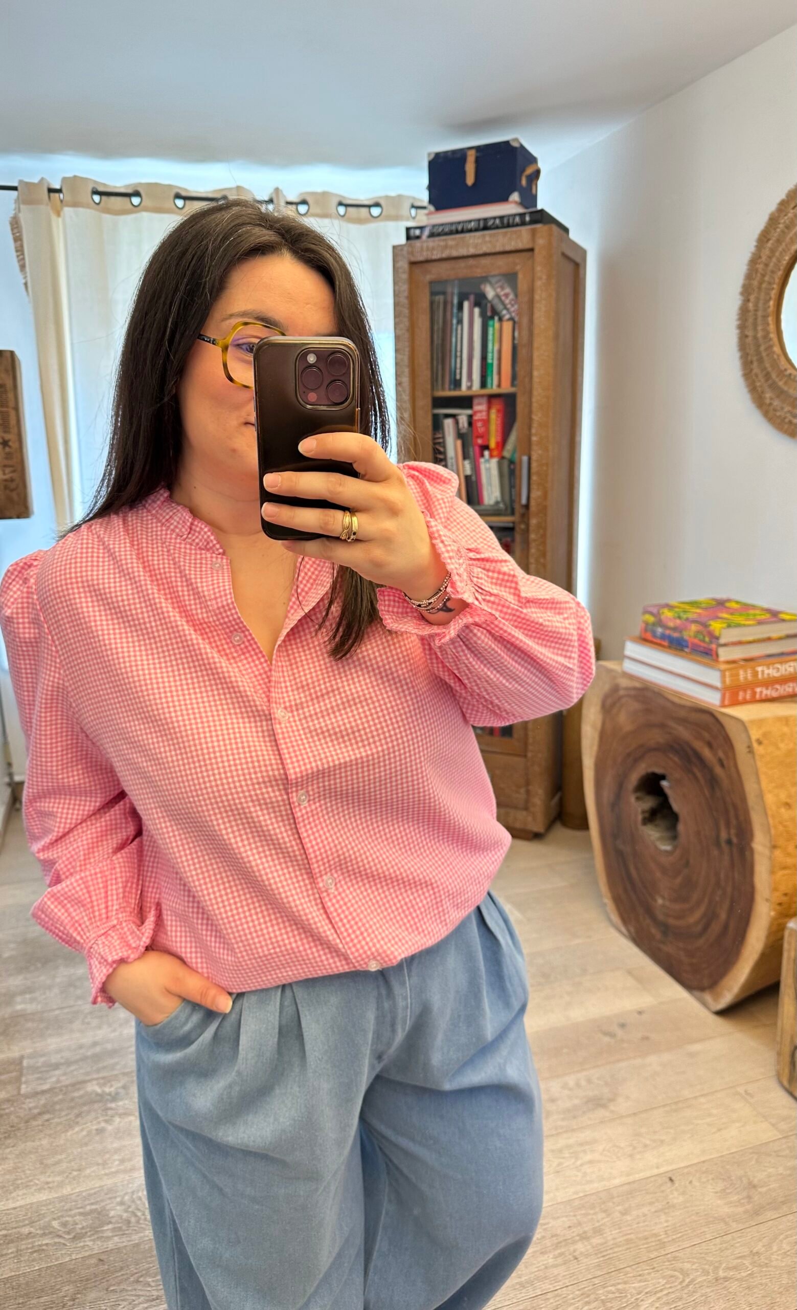 chemise vichy rose grande taille femme curvy by romy