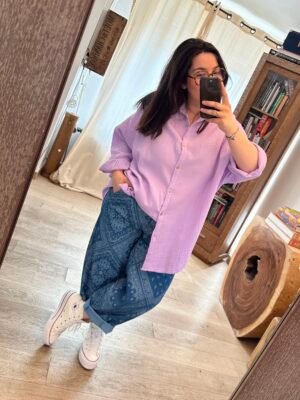 chemise gaze de coton lilas grande taille femme curvy by romy