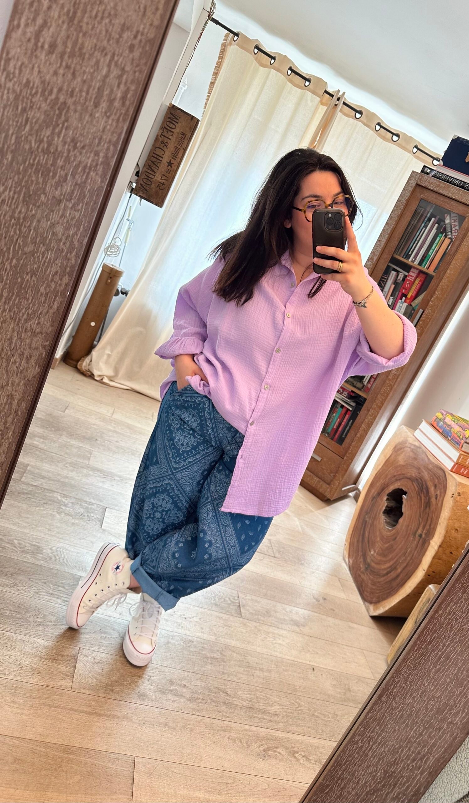 chemise gaze de coton lilas grande taille femme curvy by romy