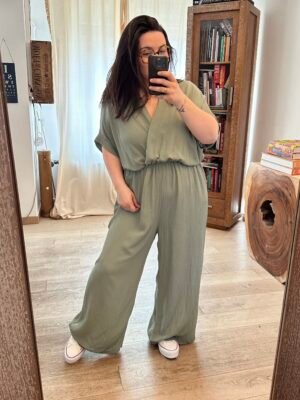 combinaison pantalon kaki grande taille femme curvy by romy