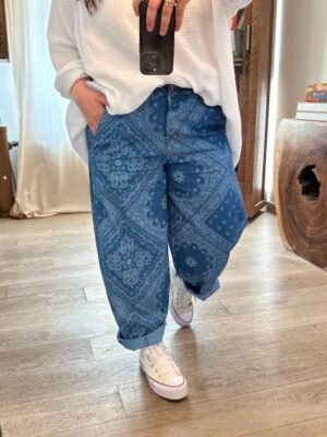 jean barrel motif bandana grande taille femme curvy by romy