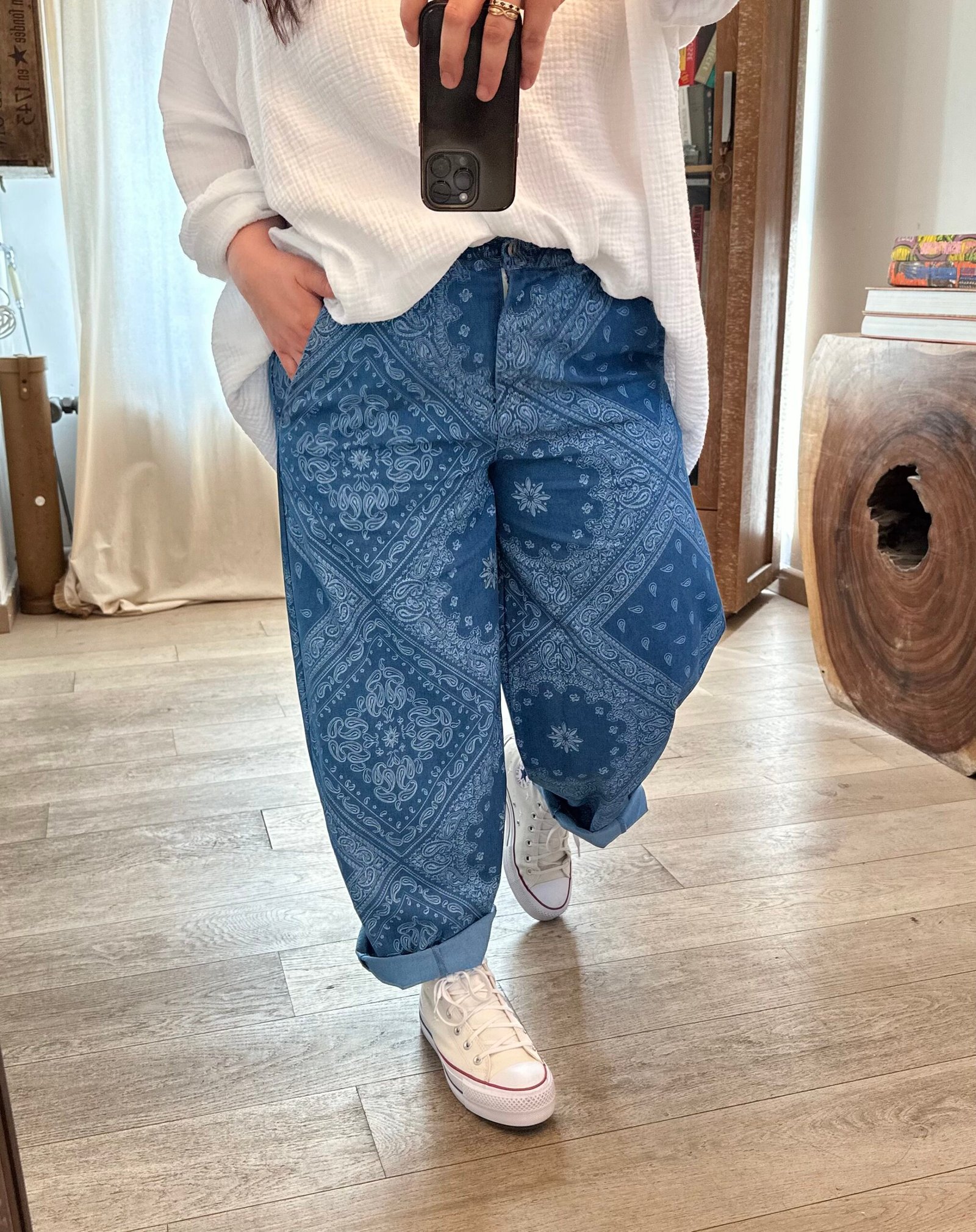 jean barrel motif bandana grande taille femme curvy by romy