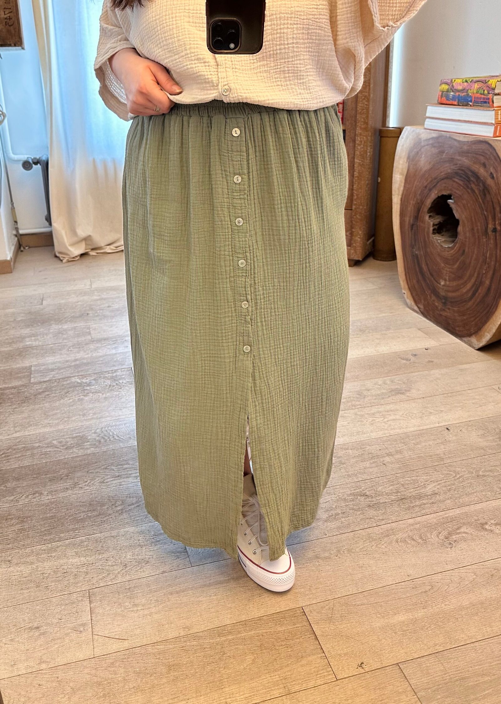 jupe longue en gaze de coton grande taille femme curvy by romy