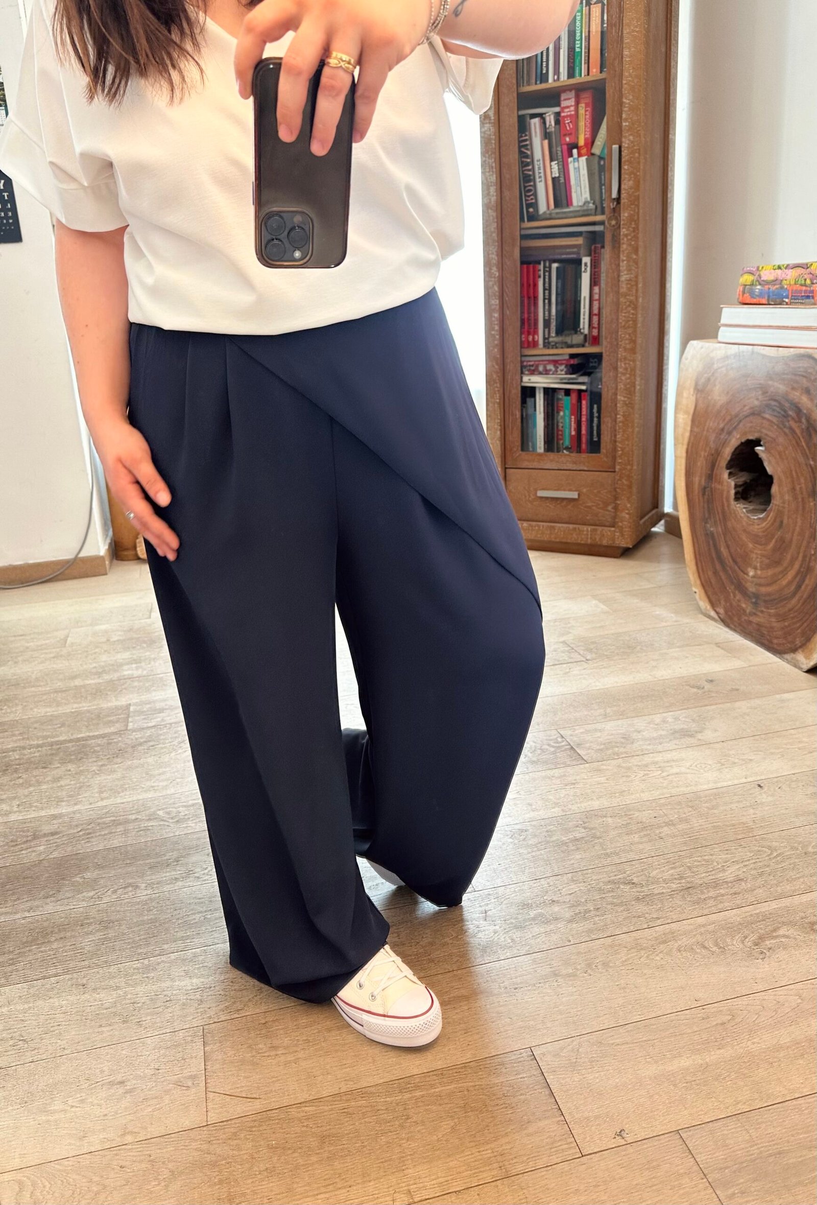 pantalon bleu marine grande taille femme curvy by romy