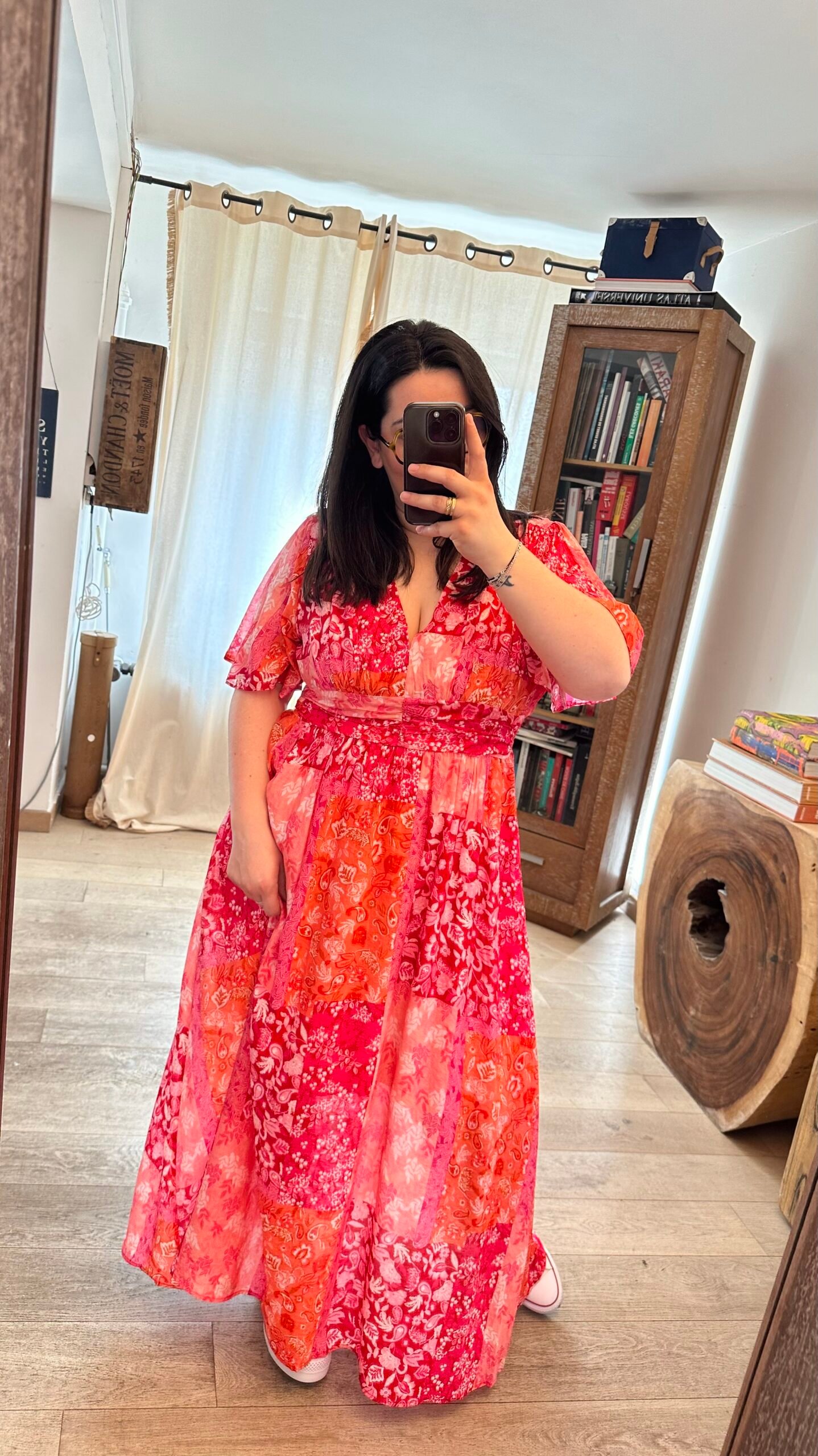 robe fleurie rose orange grande taille femme curvy by romy