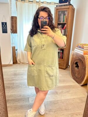 robe washé kaki grande taille femme curvy by romy