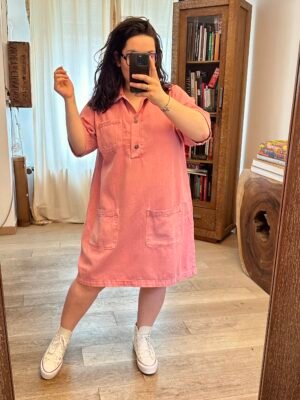 robe en jean rose grande taille femme curvy by romy