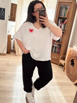 t shirt coeur blanc grande taille femme curvy by romy