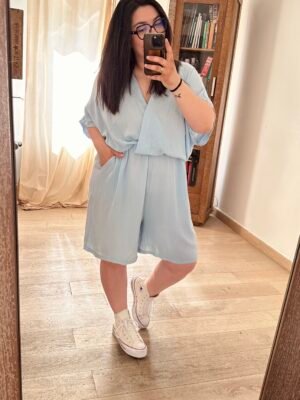 combi short bleu ciel grande taille femme curvy by romy