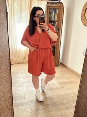 combi short terracotta grande taille femme curvy by romy