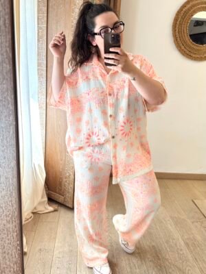 chemise bandana rose et orange grand taille femme curvy by romy