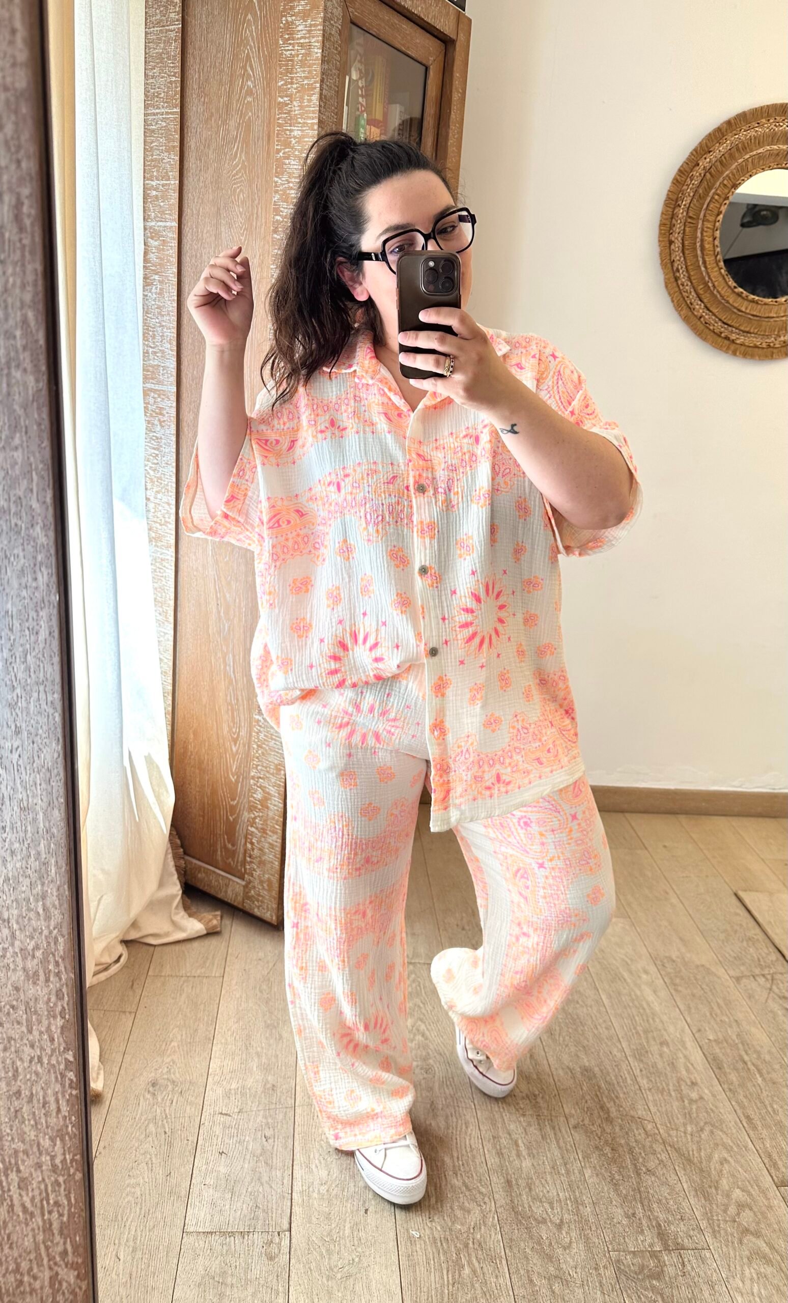chemise bandana rose et orange grand taille femme curvy by romy