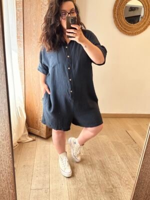 combo short en gaze de coton grande taille femme curvy by romy