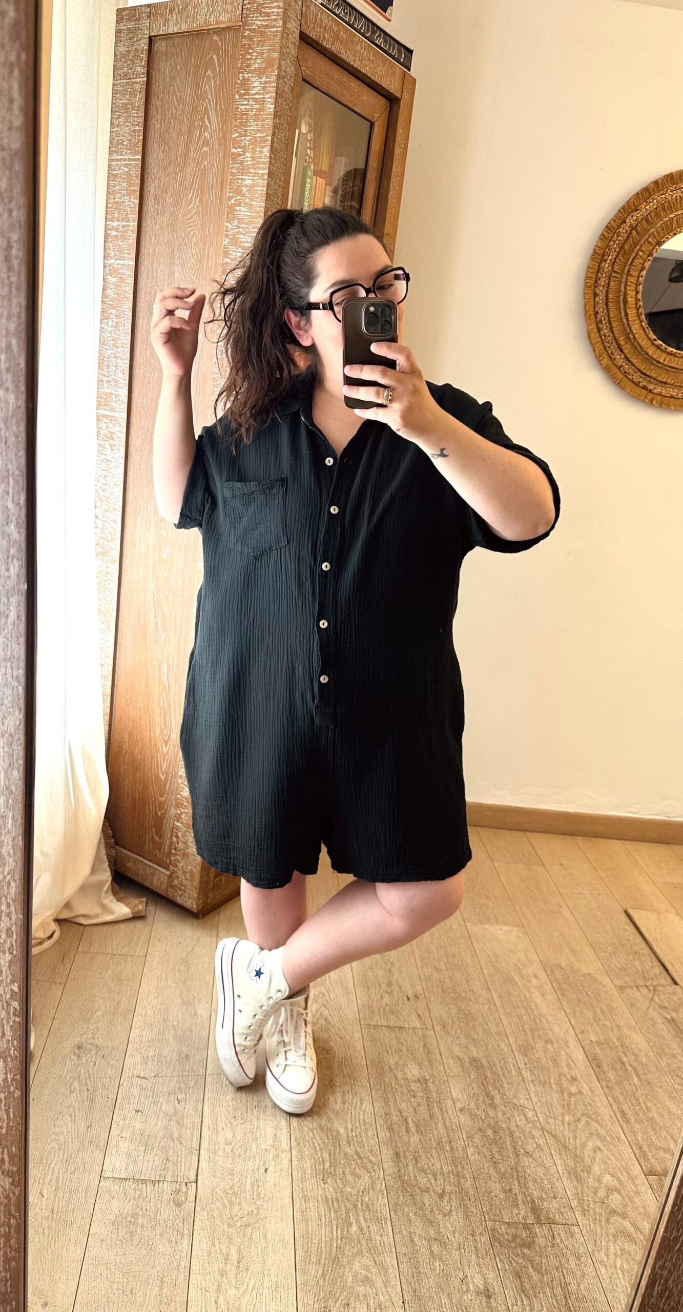 combishort gaze de coton noir grande taille femme curvybyromy
