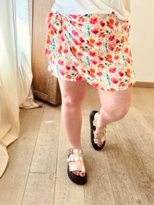 jupe short fleuri grand entaille femme curvy by romy