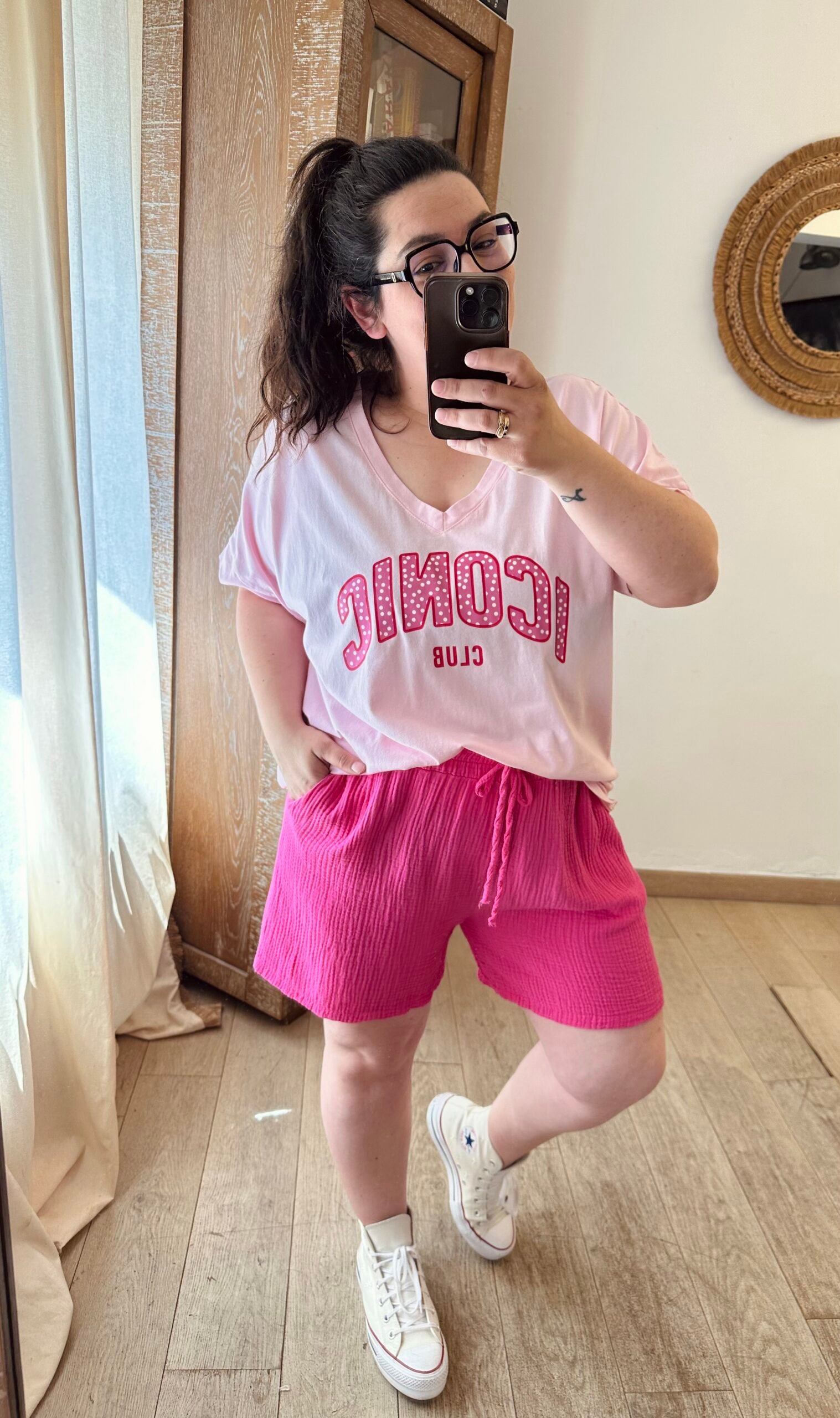 short en gaze de coton fuchsia grande taille femme curvy by romy